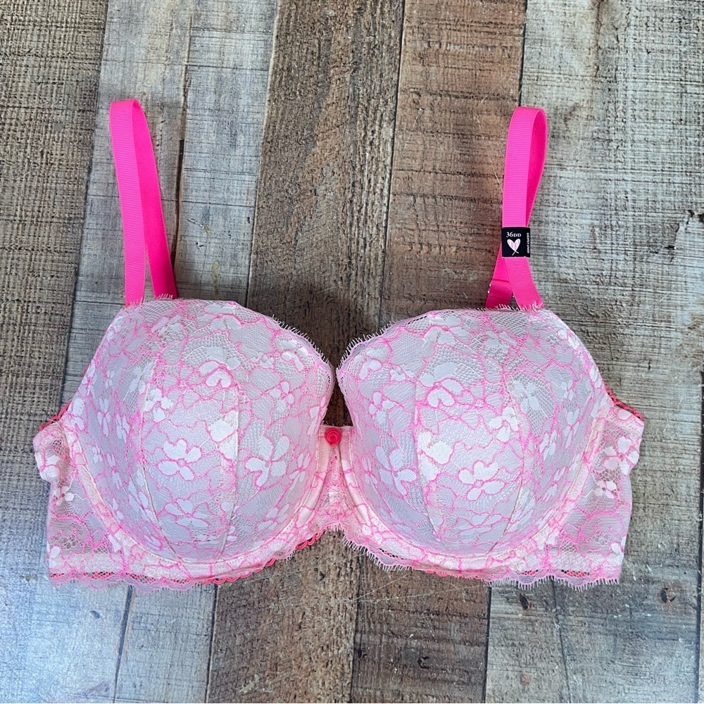 Victoria's Secret 36DD Dream Angels Pink Lace Demi Bra Floral Feminine